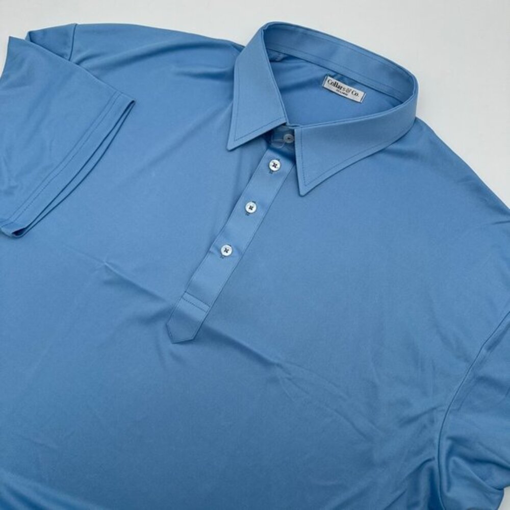 NWOT Collars & Co Men's English-Spread Collar Dress Polo, Size 2XL, Sky Blue